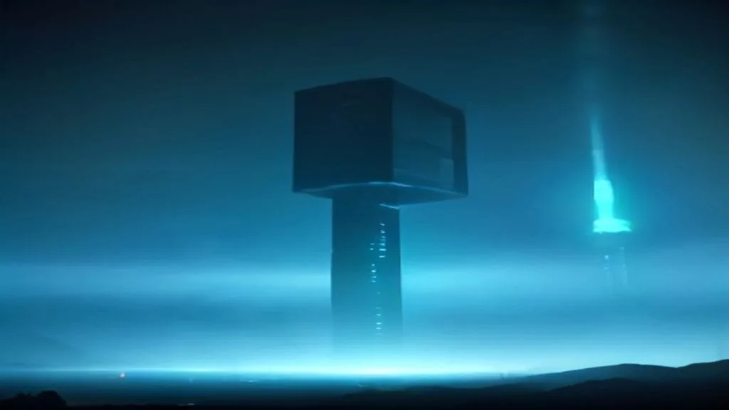 Cena cinematográfica de série de ficção científica com atmosfera futurista em 2026