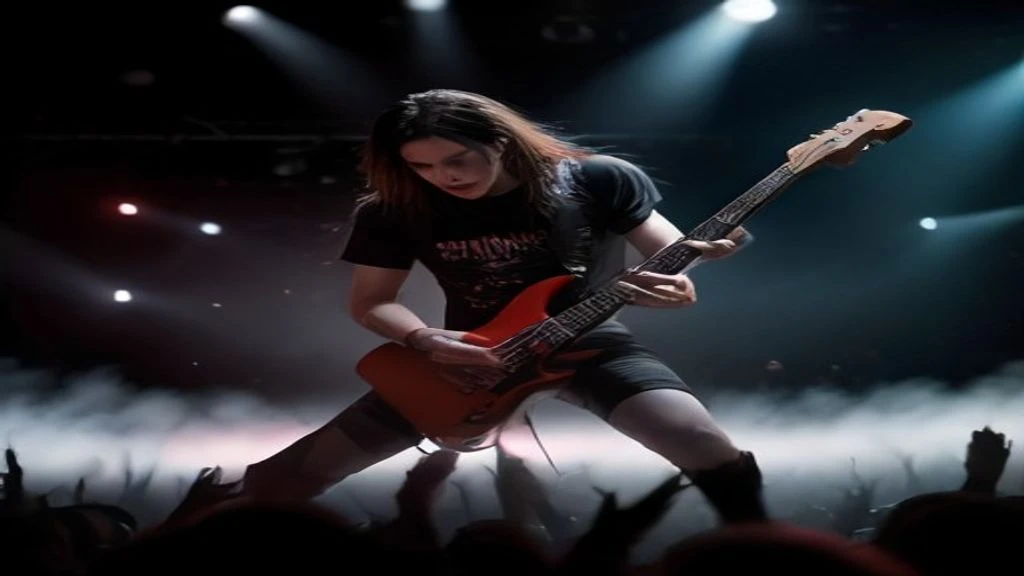 Show de heavy metal ao vivo com guitarras pirotecnia e mosh pits no Rock in Rio 2026
